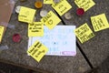 Messages, candles and flowers in memorial for the victims