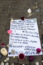 Messages, candles and flowers in memorial for the victims