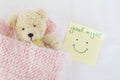 Messages card and teddy bear Royalty Free Stock Photo