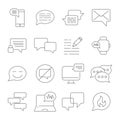 Messages and Chats line icons set. Dialog and communication linear icons. Speech bubbles outline vector sign collection