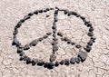 Messages in the desert. Peace sign Royalty Free Stock Photo