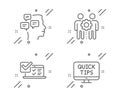 Messages, Employees teamwork and Online survey icons set. Web tutorials sign. Vector