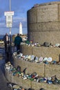 Messages of hope and love on the harbour wall in Donaghadee N Ireland Royalty Free Stock Photo