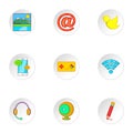 Messages over internet icons set, cartoon style