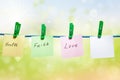 Messages written on a paper on green background Royalty Free Stock Photo