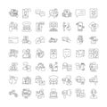 Messaging linear icons, signs, symbols vector line illustration set Royalty Free Stock Photo