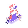 Messaging Lovers Isometric Composition