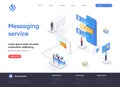 Messaging service isometric landing page.