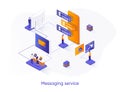 Messaging service isometric web banner.