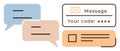 Messaging and Verification Codes in Simplistic Speech Bubble Format Royalty Free Stock Photo