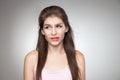 Messed up girl biting her lips. Royalty Free Stock Photo