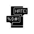 Messenger cyberbullying black glyph icon