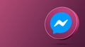 Messenger logo minimal design on the round button 3d render. Social media icon Royalty Free Stock Photo