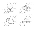 Messenger, Loud sound and Corrupted file icons set. Parcel shipping sign. Vector