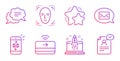 Messenger, Mail and Face detection icons set. Text message, Start business and Contactless payment signs. Vector