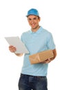 Messenger of messenger service delivers parcel