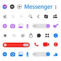 Messenger from Meta, Facebook mockup. Social media app interface, elements, logos, icons. Vector illustration. Kyiv, Ukraine -