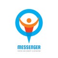 Messenger - vector logo template concept illustration. Social media abstract creative sign. Chat talking symbol. Human character i