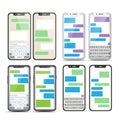 Mobile Screen Messaging Set Vector. Chat Bot Bubbles. Mobile App Messenger Interface. Communication Concept. Smartphone Royalty Free Stock Photo