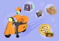 Messenger wear orange uniform delivery products vector