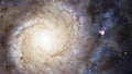 Messier 74 exploration on deep space. 4K Flight Into Messier 74 is a large spiral galaxy in the equatorial constellation Pisces.