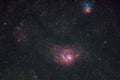 Messier 8 Lagoon nebula and Messier 20 Trifid nebula Royalty Free Stock Photo