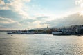 Messina, Italy - 9.02.2019: Beautiful view of cityscape and harbor of Messina from ferry, Sicily, Italy Royalty Free Stock Photo