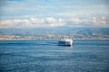 Messina, Italy - 9.02.2019: Passenger ferry in the Mediterranean Sea to Messina, Sicily, Italy Royalty Free Stock Photo