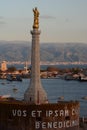 Stele della Madonna della Lettera, at the entrance of the Port of Messina. Sicily. Italy Royalty Free Stock Photo