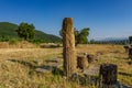 Messini, Greece - June 20 2021: Ruins in the Ancient Messene archeological site, Peloponnese, Greece. One of the best preserved