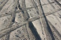 Messy beach sand with tyre tracks Royalty Free Stock Photo