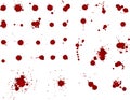 Messy blood blot collection, red drops on white background. Vector illustration, maniac style, isolated Royalty Free Stock Photo