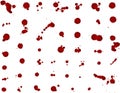 Messy blood blot collection, red drops on white background. Vector illustration, maniac style, isolated Royalty Free Stock Photo