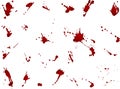 Messy blood blot collection, red drops on white background. Vector illustration, maniac style, isolated Royalty Free Stock Photo