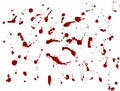 Messy blood blot, red drops on white background. Vector illustration, maniac style Royalty Free Stock Photo