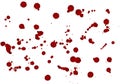 Messy blood blot, red drops on white background. Vector illustration, maniac style