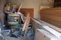 Messy carpenter workshop