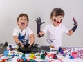 Messy children. Art and craft with kids