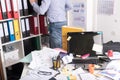 Messy and cluttered desk Royalty Free Stock Photo