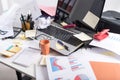 Messy and cluttered desk Royalty Free Stock Photo