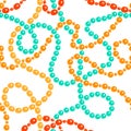 Messy colorful tangled bead necklaces seamless pattern, vector