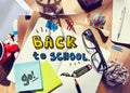 Messy Desk with Back to School Concept Royalty Free Stock Photo