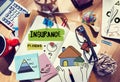 Messy Desk with Insurance Related Notes Royalty Free Stock Photo