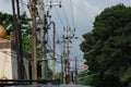 messy electrical and telephone cables Royalty Free Stock Photo