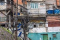 Tangled electrical cables in slums among the Rocinha favela in Rio de Janeiro, Brazil, South America