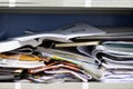 Messy file document and Office Supplies in filing cabinets