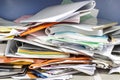 Messy file document and Office Supplies in filing cabinets