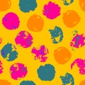 Messy Grunge Polka Dot. Grungy Dotted Seamless Pattern. Brush Strokes