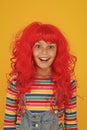 Messy hairstyle. Kid cheerful smiling happy redhead girl. I am ginger and proud of it. Redhead stereotypes. Redheads are Royalty Free Stock Photo