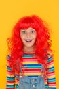 Messy hairstyle. Kid cheerful smiling happy redhead girl. I am ginger and proud of it. Redhead stereotypes. Redheads are Royalty Free Stock Photo